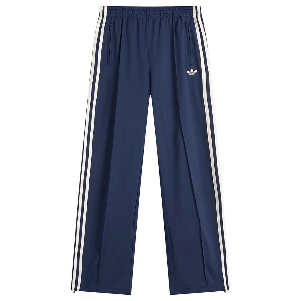 Women’s Adidas Firebird Loose Navy Blue Track Pants with White Stripes